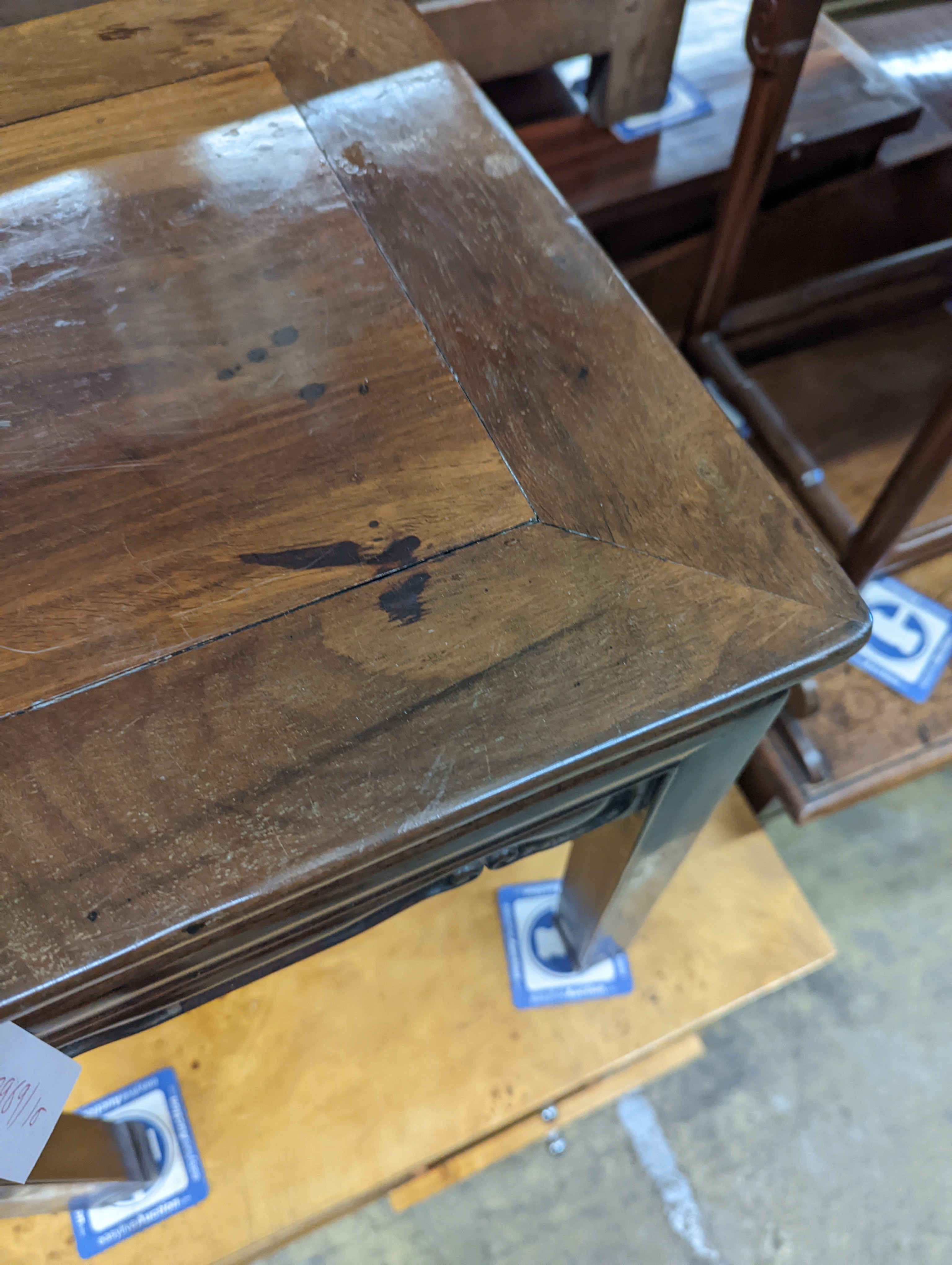 A Chinese square hardwood occasional table, width 41cm, height 52cm